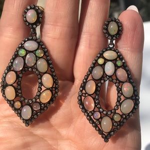 OPAL DIAMOND EARRINGS.